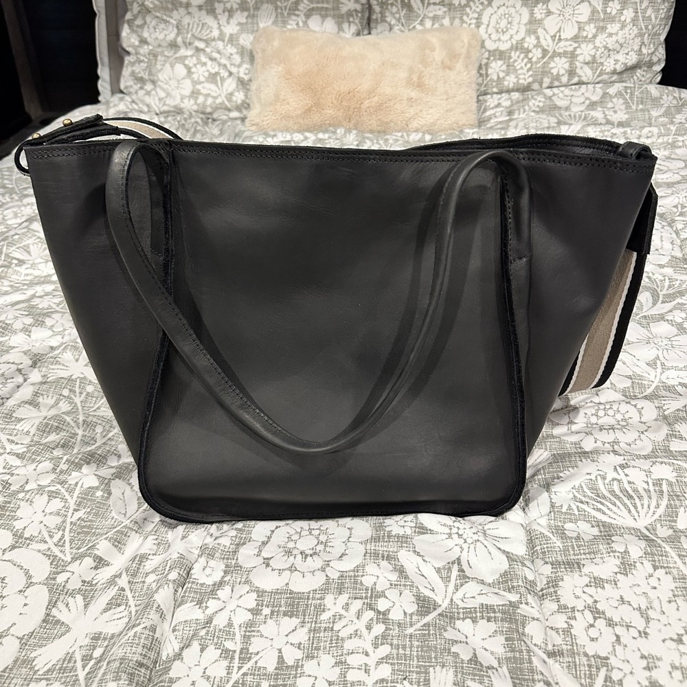 Margot black real leather tote